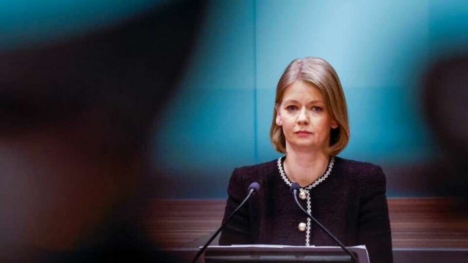 Sentralbanksjef Ida Wolden Bache under pressekonferansen i Norges Bank etter desembermøtet om styringsrenten. Foto: Ørn E. Borgen / NTB
