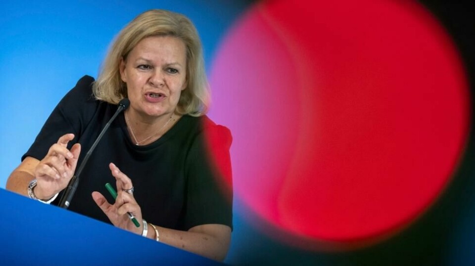 Tysklands innenriksminister Nancy Faeser. Foto: Michael Kappeler / DPA via AP / NTB