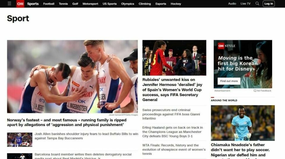 Slik så CNN Sport ut tidligere i dag.