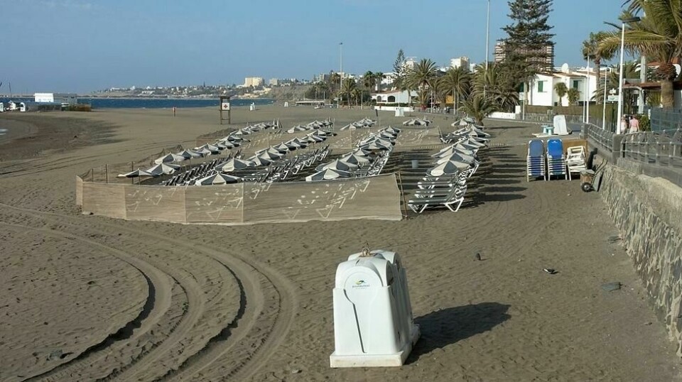 Turiststranden Playa de Las Burras sør på Gran Canaria har blitt stengt tre ganger siste uken på grunn av hai. Foto: Wikimedia Commons.