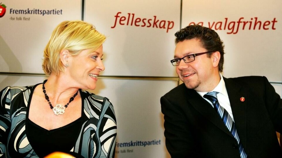 TAR GJERNE FIGHT OM SCHENGEN: – Nasjonal sikkerhet må gå foran en avtale inngått for flere år siden. Vi er villige til å sette nasjonale interesser over Schengen. Vi kommer ikke til å åpne grensene, sier Frps Ulf Leirstein, her med partileder Siv Jensen.