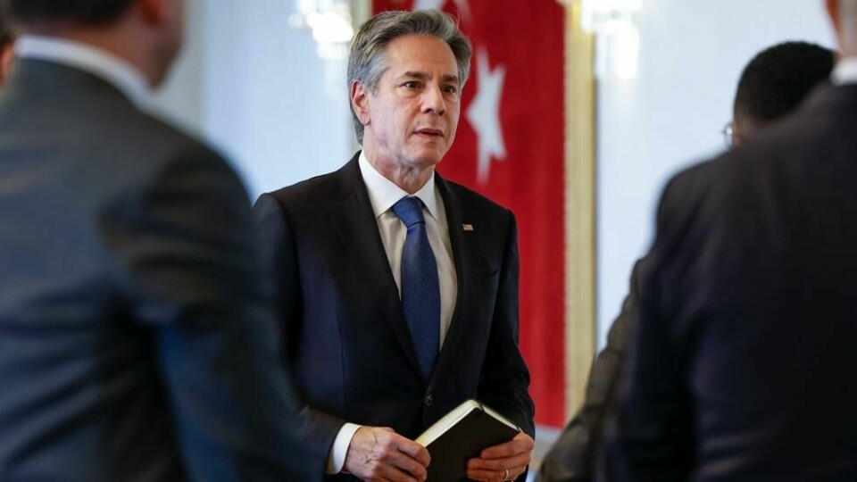 USAs utenriksminister Antony Blinken forbereder seg på å møte tyrkiske representanter i Istanbul lørdag. USAs utenriksminister Antony Blinken forbereder seg på å møte tyrkiske representanter i Istanbul lørdag. Foto: Evelyn Hockstein / AP