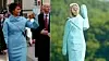 Statuen er ikledd samme kjole som Melania Trump bar under Trumps innsvergelse i 2017. Foto: Wochit/NTB scanpix