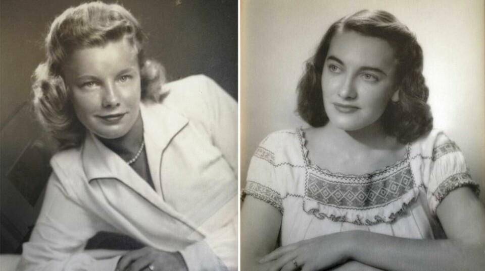 Tvillingene Martha Williams (til venstre) og Jean Haley (til høyre) fotografert da de var rundt 25 år gamle. Lørdag morgen døde begge. Foto: Familien / AP / NTB scanpix.