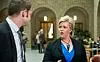 Finansminister Siv Jensen (Frp) og Snorre Valen (SV). Foto: Berit Roald / NTB scanpix
