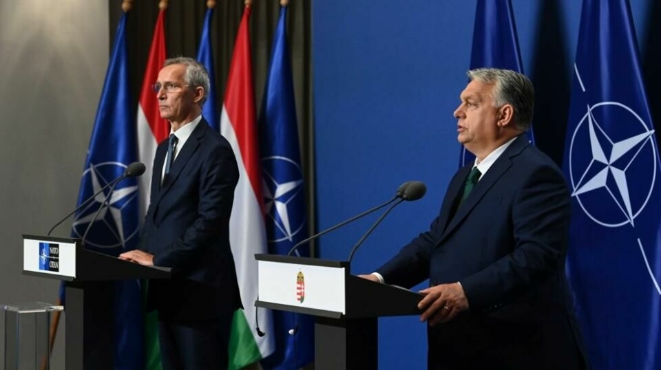 Onsdag var Nato-sjef Jens Stoltenberg i Ungarn for å møte landets statsminister Viktor Orban. Møtet fokuserte på Ungarns rolle i Nato og Ukraina-krigen. Foto: Zoltan Mathe / MTI via AP / NTB