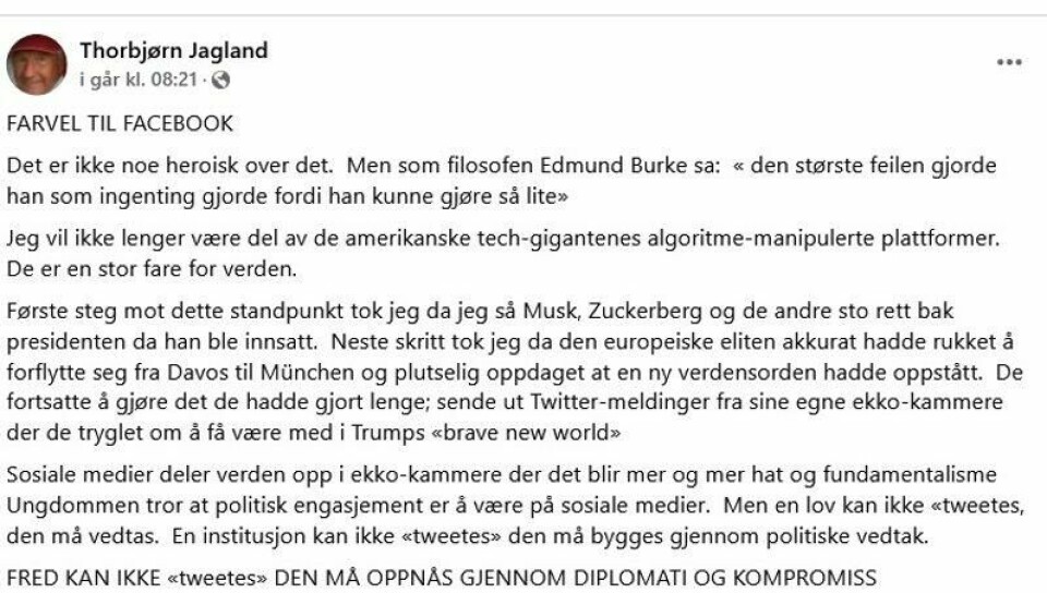 Foto: Skjermdump Facebook