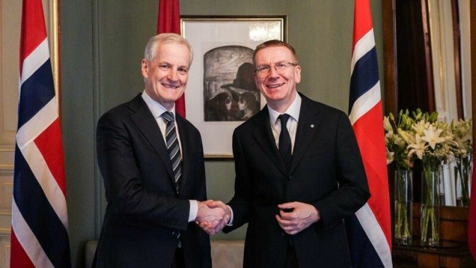 Statsminister Jonas Gahr Støre møter Latvias president, Edgars Rinkēvičs, under et offisielt besøk fredag.