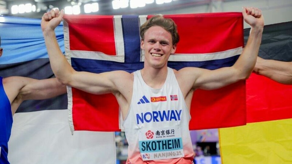 Sander Skotheim tok VM-gull i sjukamp innendørs i Nanjing i Kina.