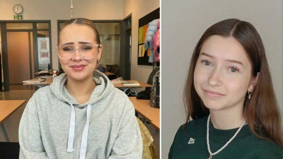 F.v Ulrikke Toftesund (16), lokallagsleiar i Bodø Press, og Sofie Fagerhaug (17), landsstyrerepresentant og lokallagsleiar i Vesterålen Press.