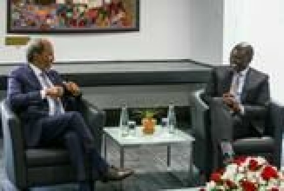Somalias president Hassan Sheikh Mohamud (t.v) og Kenyas president William Ruto i samtaler i Nairobi i slutten av februar. Ruto har også møtt Etiopias statsminister Abiy Ahmed. Målet har vært å bidra til å dempe konflikten mellom nabolandene. Somalias president Hassan Sheikh Mohamud (t.v) og Kenyas president William Ruto i samtaler i Nairobi i slutten av februar. Ruto har også møtt Etiopias statsminister Abiy Ahmed. Målet har vært å bidra til å dempe konflikten mellom nabolandene. Foto: Daniel Irungu / EPA / NTB