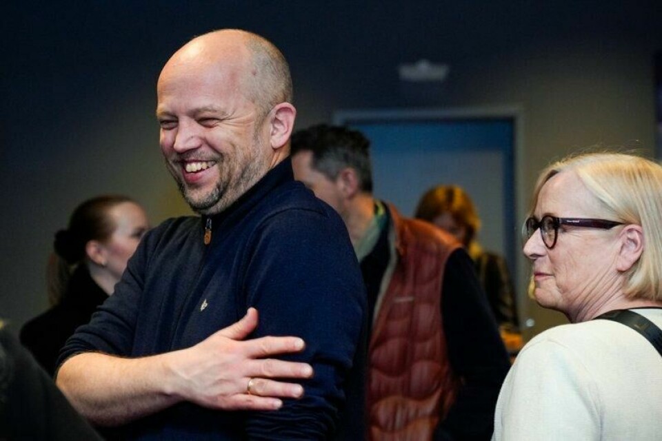 Partileder Trygve Slagsvold Vedum (Sp) ble tatt imot av partiet i Haugesund torsdag – dagen før landsmøtet.