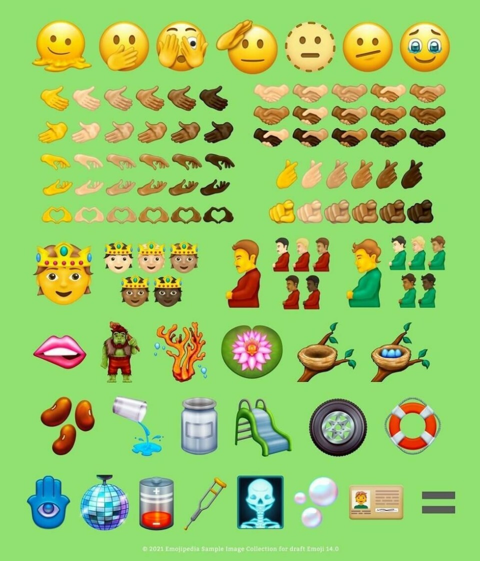 Dette er forslagene til de nye emojiene som kan komme til din enhet i løpet av det neste året. Dette er forslagene til de nye emojiene som kan komme til din enhet i løpet av det neste året. Foto: Emojipedia