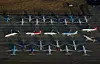 Et titalls Boeing 737 MAX-8-fly står parkert ved Grant County International Airport i Moses Lake, Washington. Foto: Lindsey Wasson/Reuters