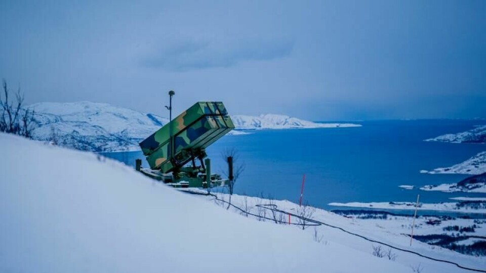 Norskproduserte våpen blir stadig mer populære. Her ser vi luftvernsystemet Nasams produsert hos Kongsberg Defence & Aerospace på en fjelltopp ved Evenes flystasjon.
