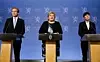 Pressekonferanse med statsminister Erna Solberg, forsvarsminister Ine Eriksen Søreide og utenriksminister Børge Brende i forbindelse med ytterligere bidrag til kampen mot ISIL. Foto: Cornelius Poppe / NTB scanpix