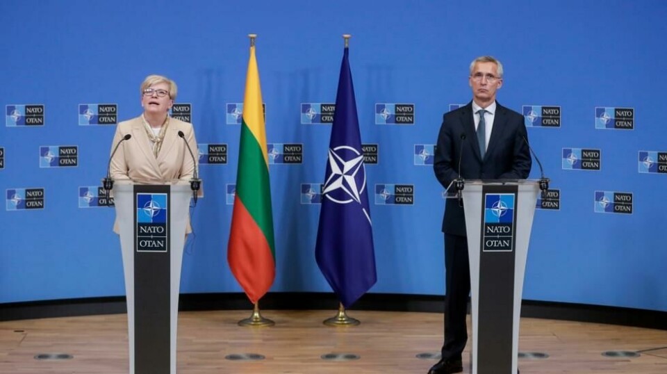 Litauens statsminister Ingrida Simonyte sammen med Nato-sjef Jens Stoltenberg i i Brussel i 2021.
