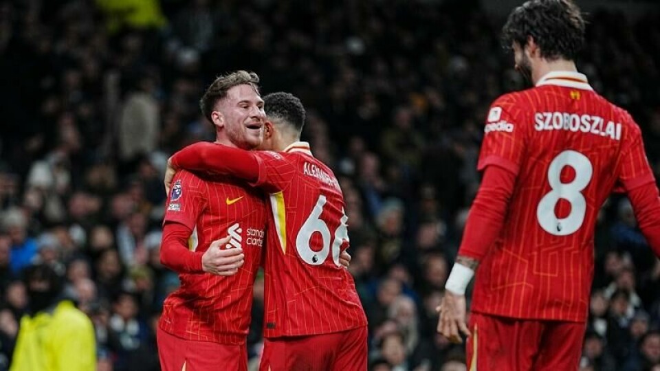 Alexis Mac Allister scoret Liverpools andre mål mot Tottenham søndag. Alexis Mac Allister scoret Liverpools andre mål mot Tottenham søndag. Foto: Dave Shopland / AP / NTB