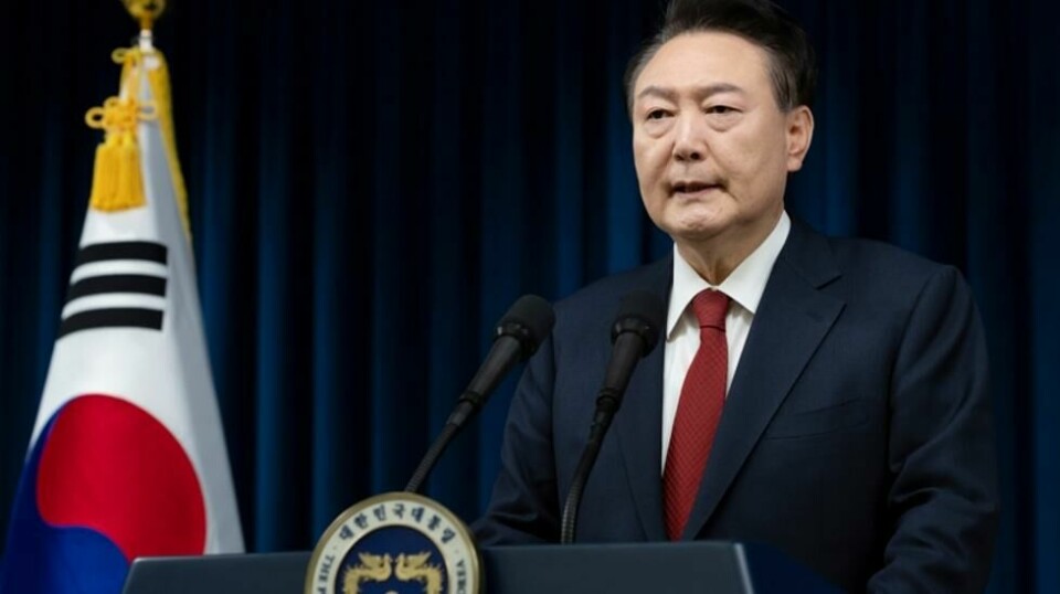 President Yoon Suk-yeol under en tale lørdag.