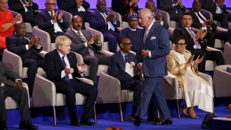 Kong Charles under forrige Commonwealth-møte i Rwanda i 2022. Boris Johnson til venstre. Kong Charles under forrige Commonwealth-møte i Rwanda i 2022. Boris Johnson til venstre. Foto: Dan Kitwood / AP / NTB