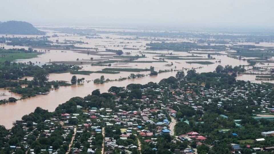 Flomrammede områder i Naypyidaw i Myanmar. Foto: Aung Shine Oo / AP / NTB