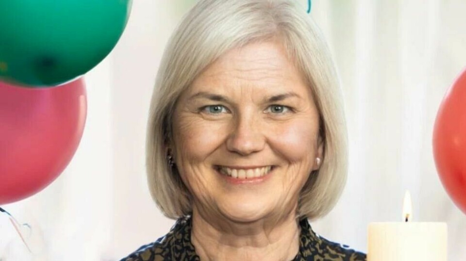 Politikerbursdag: Redd Barna «feirer» norske politikere med en ny kakekampanje. Første partileder ut er Guri Melby som hadde bursdag på lørdag, og blir 69 år i 2050.