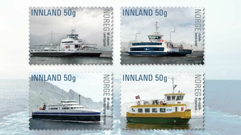Fire ferjer fra Øst-, vest- og Nord-Norge er motiver på de nye frimerkene fra Posten.