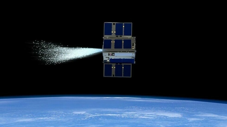 Satellitten bruker vann for å bevege seg i rommet.