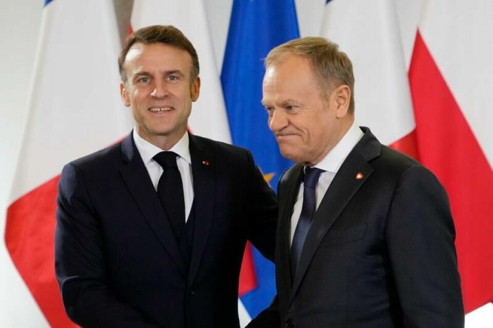 Frankrikes president Emmanuel Macron var torsdag på besøk hos Polens statsminister Donald Tusk.