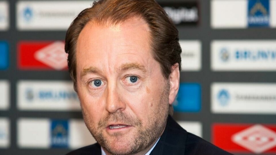 Kjell Inge Røkke på en pressekonferanse på Aker Stadion i Molde Foto: Svein Ove Ekornesvåg / NTB