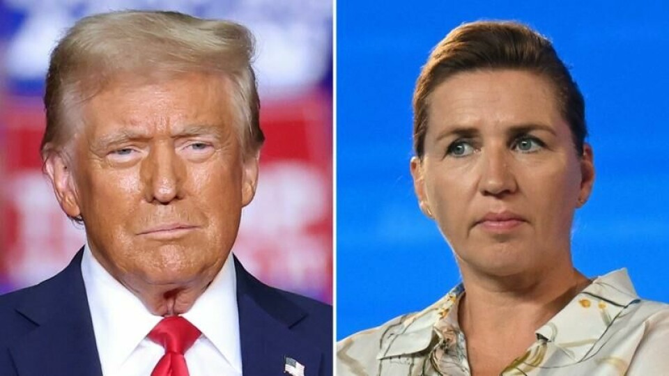 Stemningen skal ikke ha vært god i en telefonsamtale mellom Mette Frederiksen og Donald Trump. Stemningen skal ikke ha vært god i en telefonsamtale mellom Mette Frederiksen og Donald Trump. Foto: AFP/ NTB