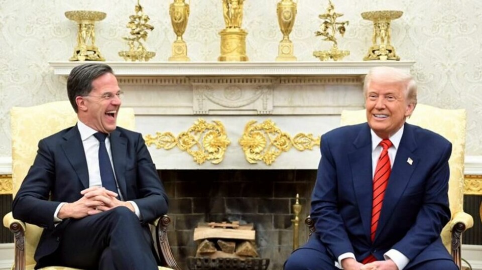 President Donald Trump (t.h.) da han fikk besøk av Natos generalsekretær Mark Rutte i Det hvite hus 13. mars.