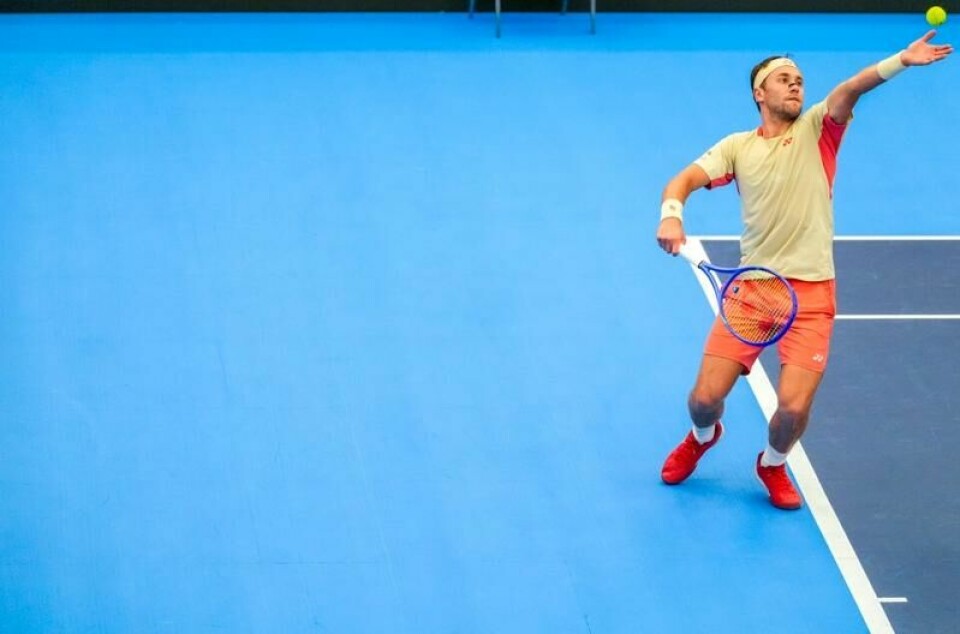 Casper Ruud i kampen mot Mariano Navone i Davis Cup 30. januar.