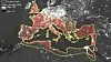 Satellittbilde av lys om natten. De gule linjene markerer grensen til Romerriket. De røde linjene er romernes veinett. (Foto: Carl-Johan Dalgaard)