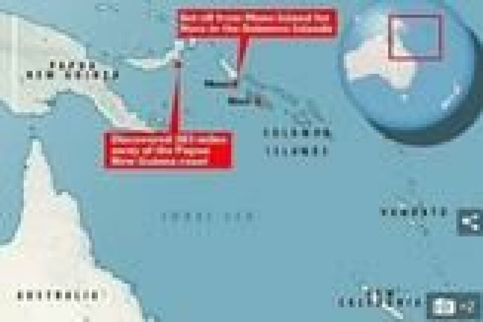 Utgangspunktet for turen var Mono Island, den største øya på Salomonøyene. Planen var å nå en annen av øyene i samme område, New Georgia Island. (Skjermdump fra Daily Mail) Utgangspunktet for turen var Mono Island, den største øya på Salomonøyene. Planen var å nå en annen av øyene i samme område, New Georgia Island. (Skjermdump fra Daily Mail)