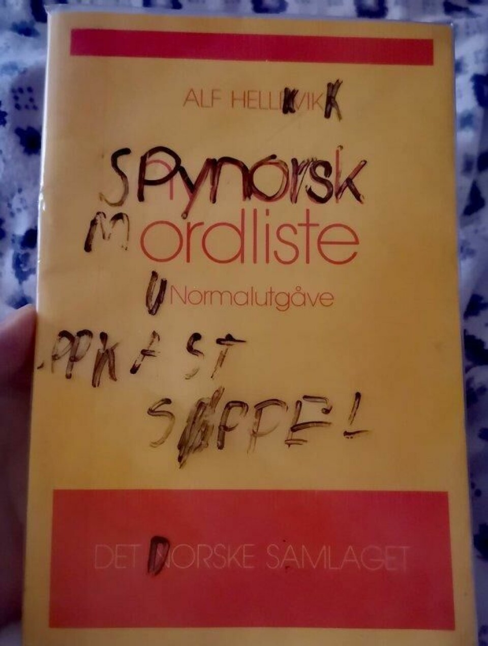 Eksempel på «spynorsk mordliste» som har tilhørt en skolegutt. Eksempel på «spynorsk mordliste» som har tilhørt en skolegutt. Foto: Privat