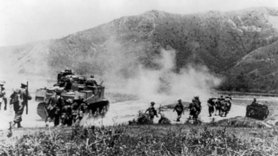 Britisk-indiske tropper langs Imphal-Kohima-veien.