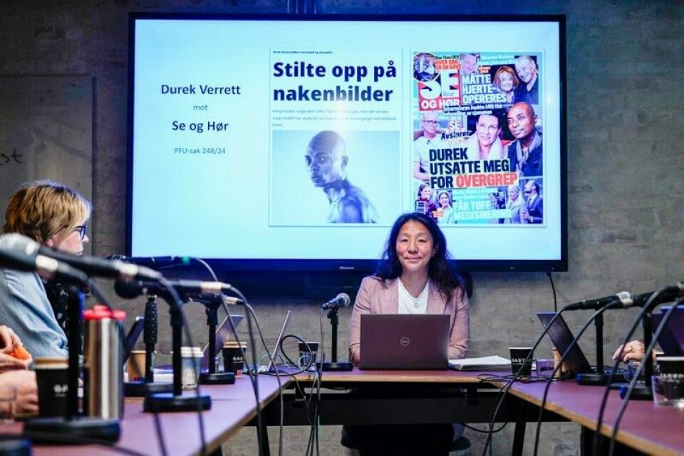 Pressens Faglige Utvalg, PFU, behandler Durek Verrett sin klage mot Se og Hør. Møtet ledes av lederen i PFU, Anne Weider Aasen.