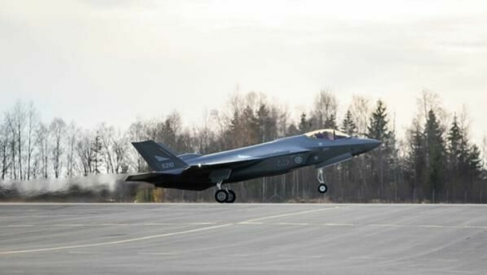 F-35 jagerfly på Rygge militære flyplass i Østfold.
