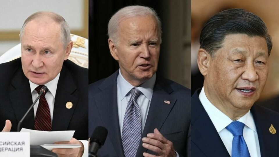 USAs president Joe Biden, her flankert av Russlands Vladimir Putin og Kinas Xi Jinping, mener i likhet med rapporten at USA for øyeblikket har nok atomvåpen til å avskrekke både Russland og Kina. USAs president Joe Biden, her flankert av Russlands Vladimir Putin og Kinas Xi Jinping, mener i likhet med rapporten at USA for øyeblikket har nok atomvåpen til å avskrekke både Russland og Kina. Foto: Pavel Bednyakov / Susan Walsh / Jack Taylor / AFP / AP / NTB