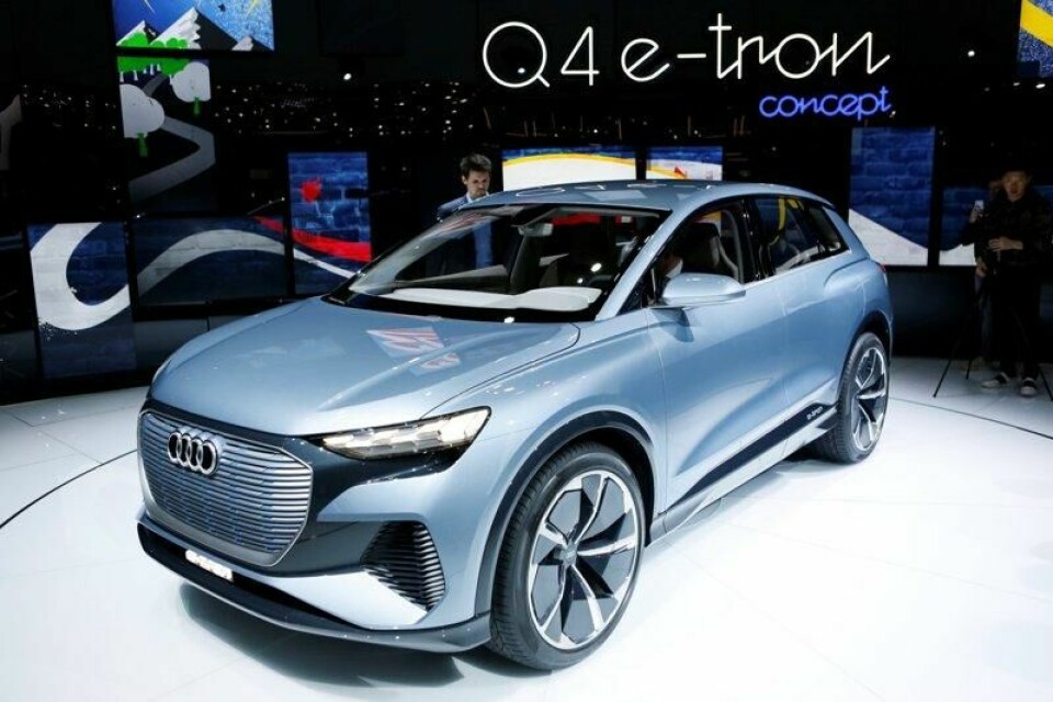 Audi Q4 E-Tron presentert under et motorshow i Sveits i 2019.