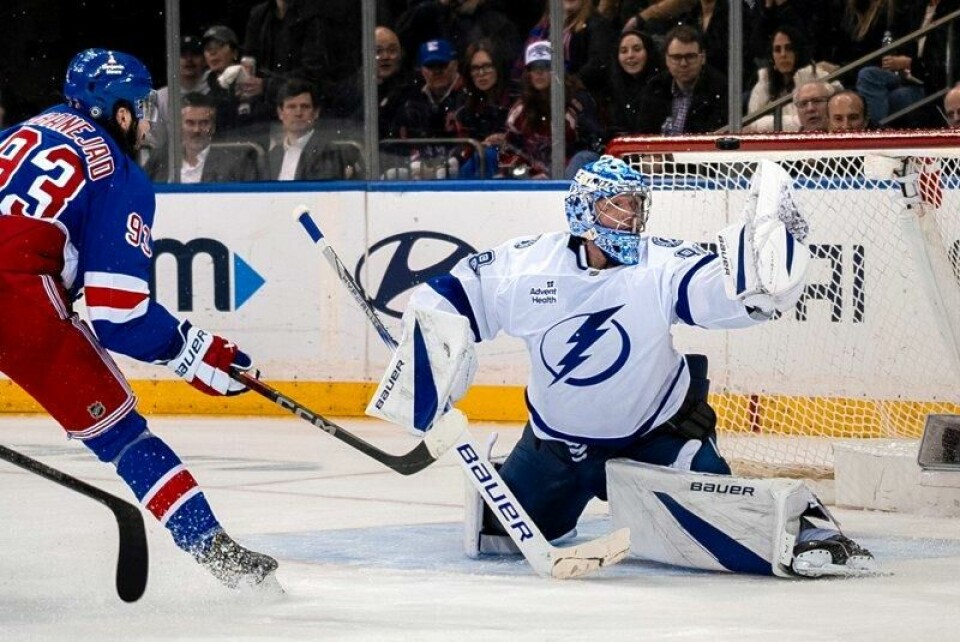 Tampa Bay Lightning-målvakt Andrej Vasilevskij reddet 39 av 40 skudd i kampen mot New York Rangers. Lightning vant 5-1.