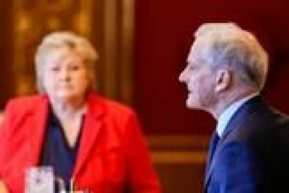 Statsminister Jonas Gahr Støre (Ap) og Høyre-leder Erna Solberg under en spørretime i Stortinget. Statsminister Jonas Gahr Støre (Ap) og Høyre-leder Erna Solberg under en spørretime i Stortinget. Foto: NTB