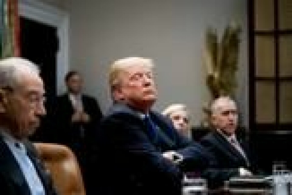 President Donald Trump (midten) under et møte med republikanske senatorer i Det hvite hus torsdag. Scanpix/AP. President Donald Trump (midten) under et møte med republikanske senatorer i Det hvite hus torsdag. Scanpix/AP.