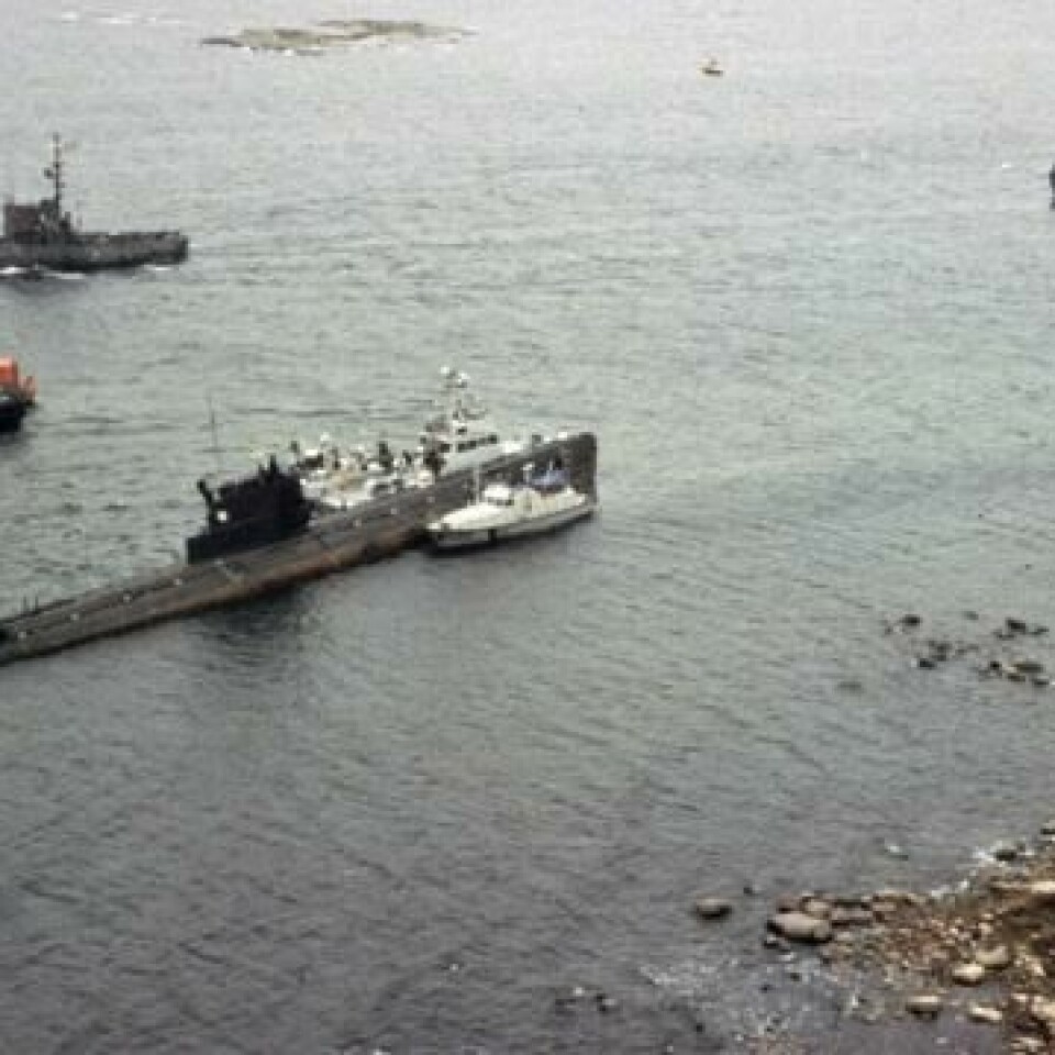 «Whiskey on the rocks», ble det vitset om den sovjetiske ubåten som gikk på grunn utenfor Stockholm i 1981 – samme type (Whiskey-klasse) som ubåten som ble jaktet i Sognefjorden i 1972. «Whiskey on the rocks», ble det vitset om den sovjetiske ubåten som gikk på grunn utenfor Stockholm i 1981 – samme type (Whiskey-klasse) som ubåten som ble jaktet i Sognefjorden i 1972. Foto: NTB scanpix