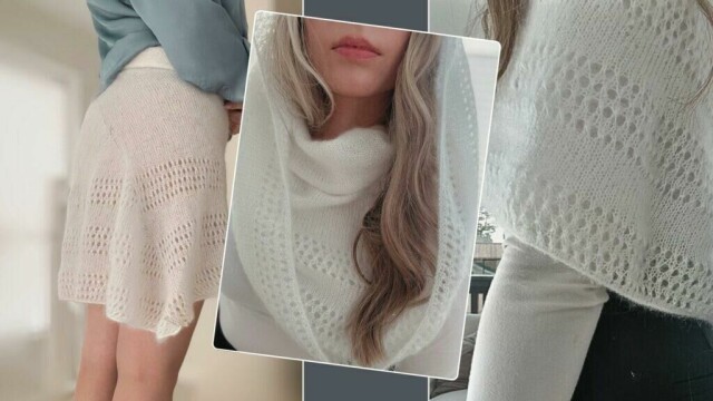 Triksi – en allsidig strikkeoppskrift for deg som vil ha tre plagg i ett. Lett, luftig og elegant i mohairgarn. (Foto: Aurora Lange)