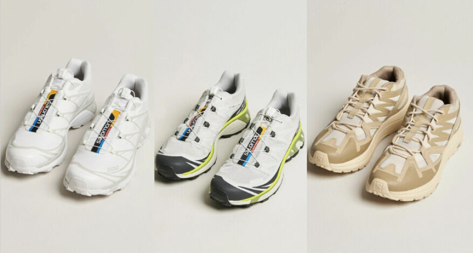 Salomon har et stort utvalg av sneakers vi ønsker oss i år. (Foto: Care of Carl) salomon sneakers er en av årets mest populære sko. her ser du bilde av tre modeller.