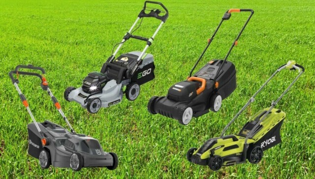 Disse gressklipperne fra Worx, Husqvarna, Ryobi og Ego er kåret til best i test. (Foto: Collage av Startsiden/Herman Arneberg Johnsen)