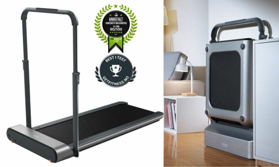 Den sammenleggbare tredemøllen Walkingpad R1 Pro er kåret til best i test med 90 av 100 mulige poeng. Sikre deg modellen hos Bilde av den sammenleggbare tredemøllen Walkingpad R1 Pro som er kåret til best i test.