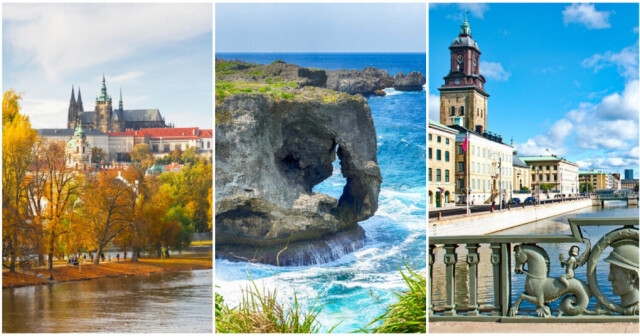 Utforsk fantastiske reisemål fra hele verden – fra den historiske byen Praha, via de dramatiske klippene i Okinawa, til det sjarmerende bylivet i Gøteborg. (Foto: Colourbox)